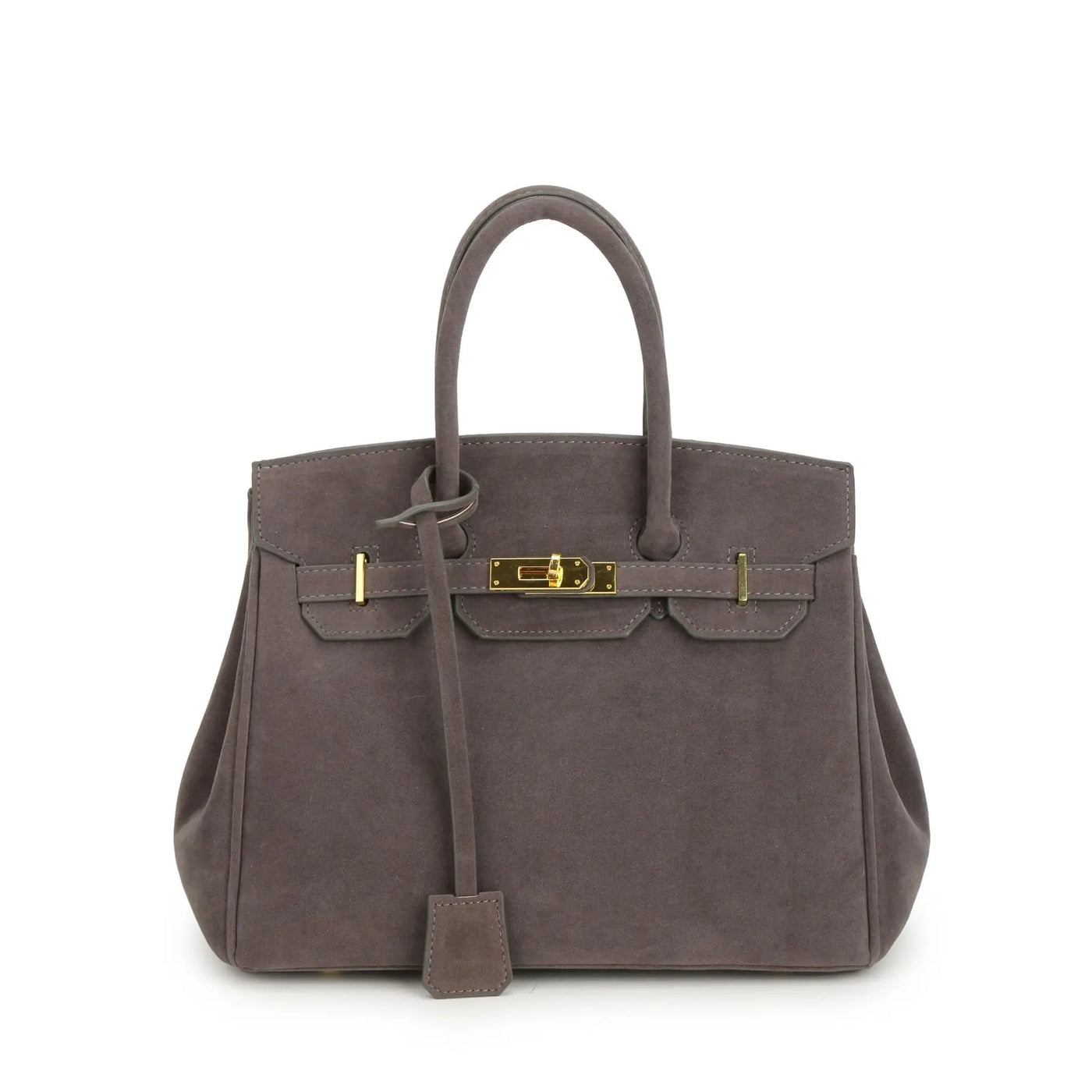Sac à bandoulière Kelly en daim avec quincaillerie dorée