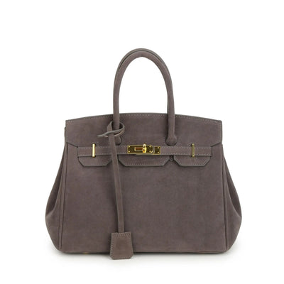 Sac à bandoulière Kelly en daim avec quincaillerie dorée