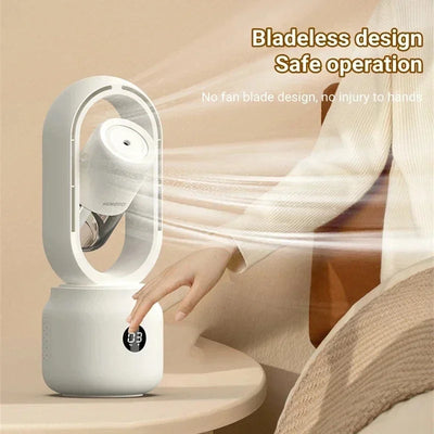 Ventilateur Bladeless avec veilleuse & fonction de pulvérisation - Silencieux & portable pour la chambre à coucher & le bureau