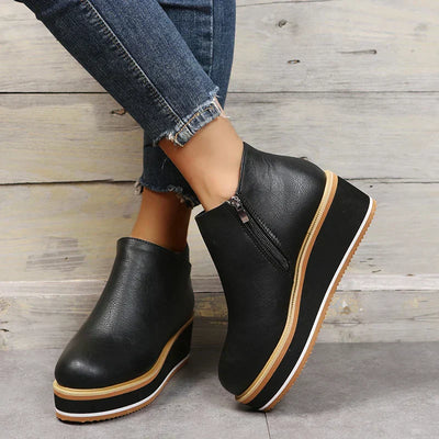 Bottines zippées à plateau pour femmes