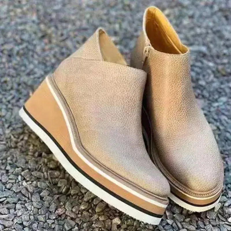 Bottines zippées à plateau pour femmes