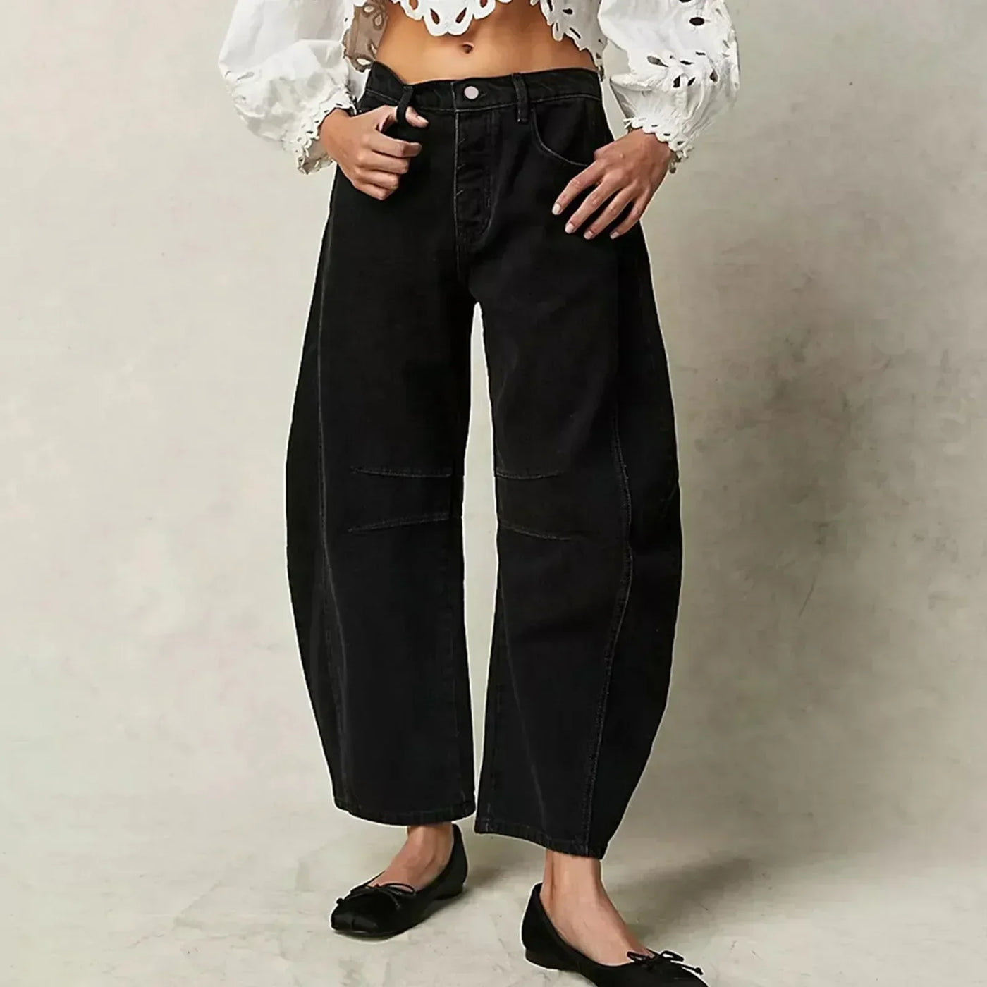 Adley | Pantalon Femme Décontracté Jambe Large | Basse Hausse
