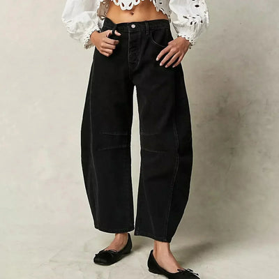 Adley | Pantalon Femme Décontracté Jambe Large | Basse Hausse