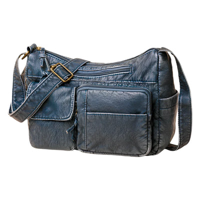 Femme - Sac à bandoulière - Cuir vintage multi-poches