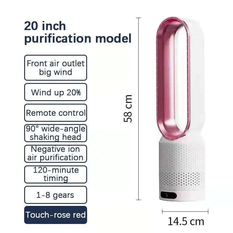 Ventilateur 3-en-1 Bladeless Tower - Sûr, Silencieux & Stylé avec 8 vitesses de vent & télécommande