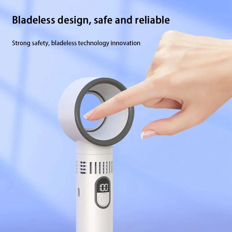 Ventilateur manuel sans fil - Bladeless Ventilateur USB, Portable & Super Silencieux