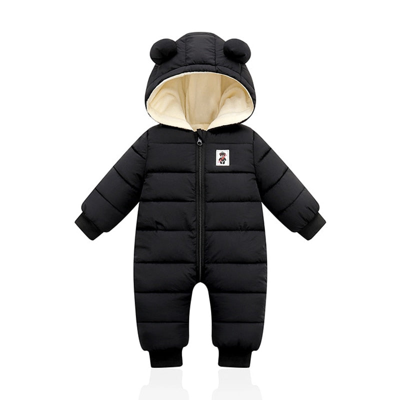 Grenouillère d'hiver pour bébé, chaude et confortable, avec oreilles