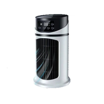 Ventilateur tour moderne avec écran numérique, affichage LED, commandes tactiles, design compact et élégant, idéal pour rafraîchir les espaces intérieurs.