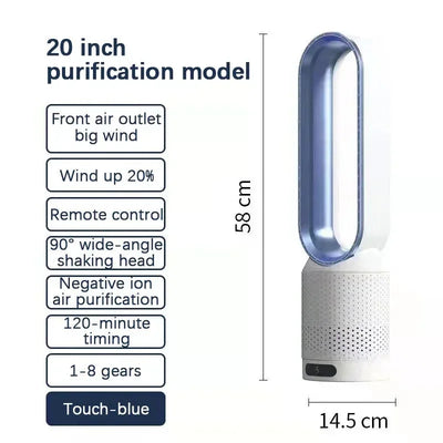 Ventilateur 3-en-1 Bladeless Tower - Sûr, Silencieux & Stylé avec 8 vitesses de vent & télécommande