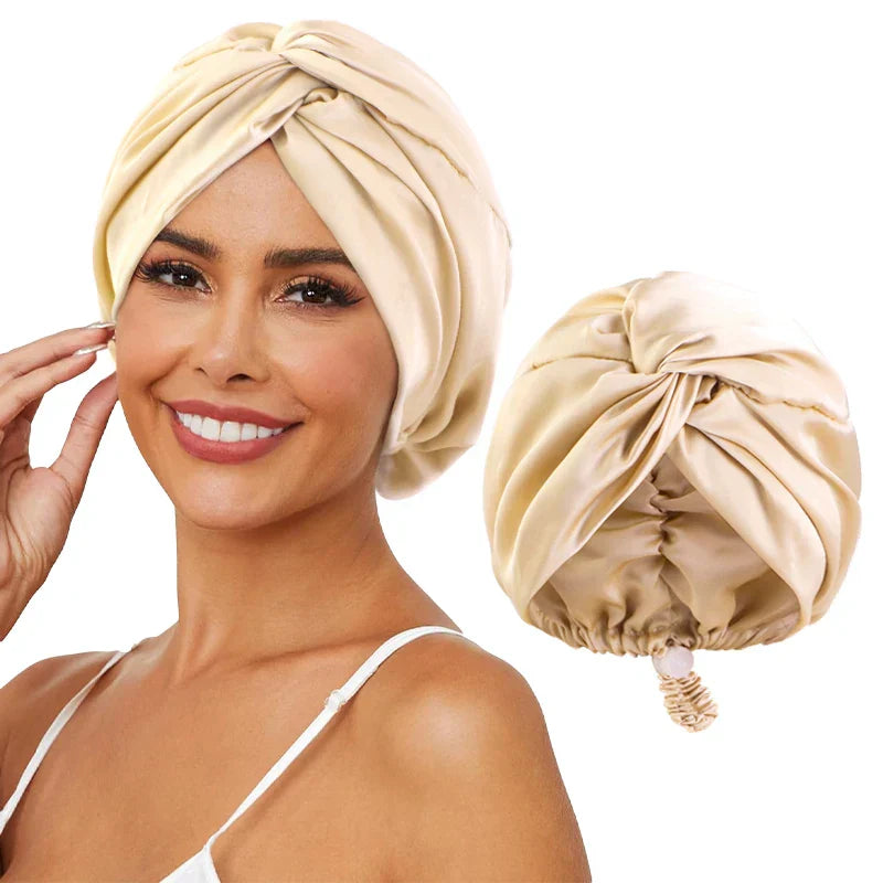 Turban en soie ajustable pour femmes - bonnet de sommeil et de chimio