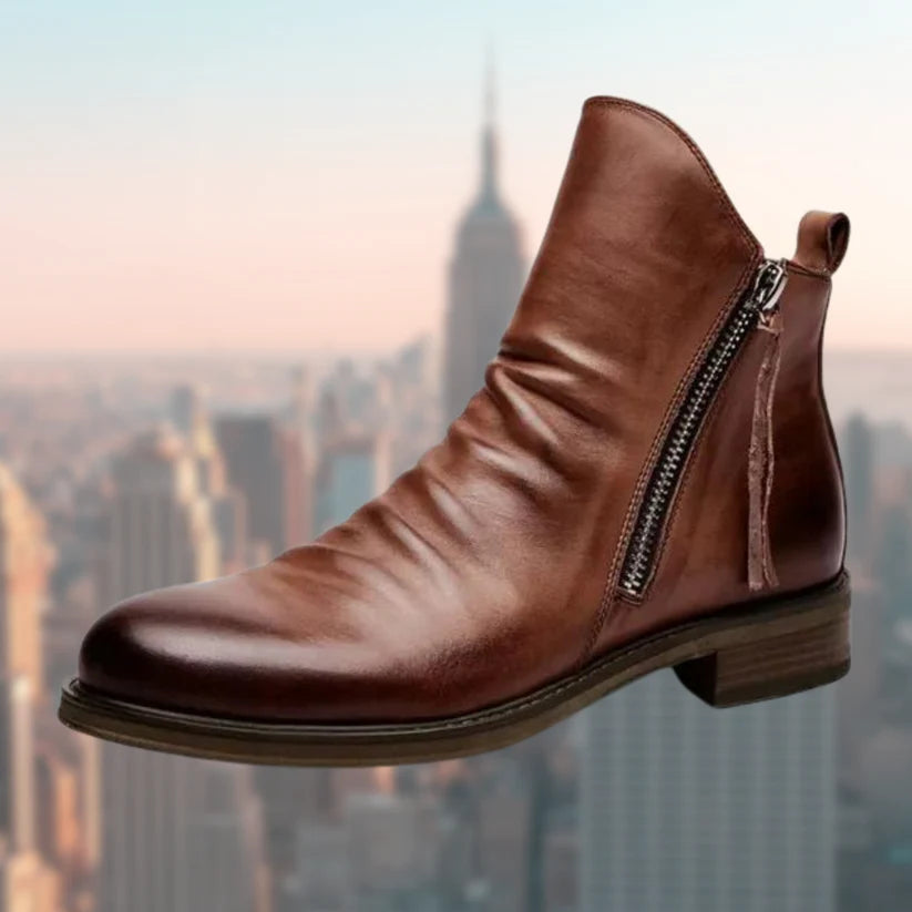 Bottes en cuir pour femmes avec semelle antidérapante et design élégant