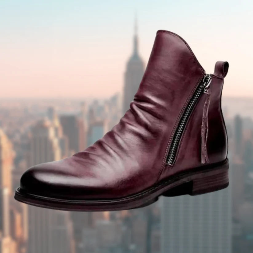 Bottes en cuir pour femmes avec semelle antidérapante et design élégant