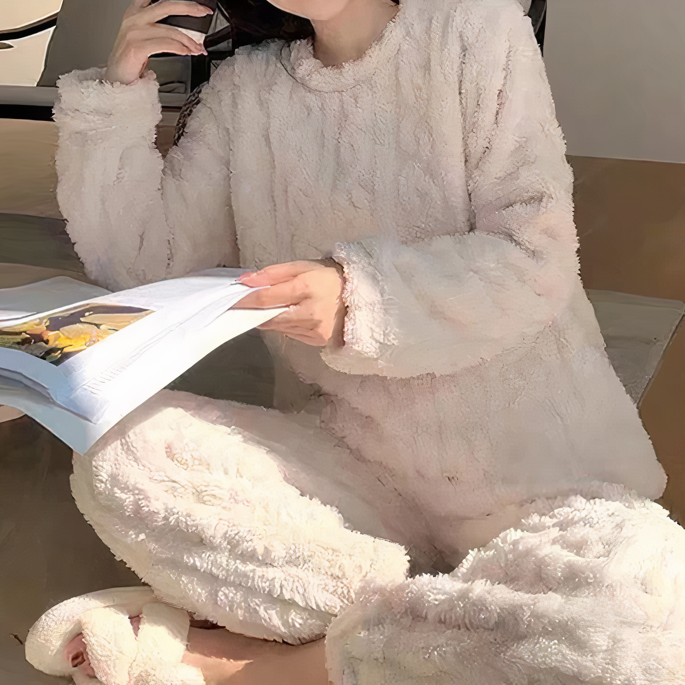 Pigiama caldo in pile da donna