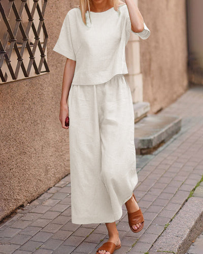 Ensemble léger avec top et pantalon | Lin | Frais et confortable