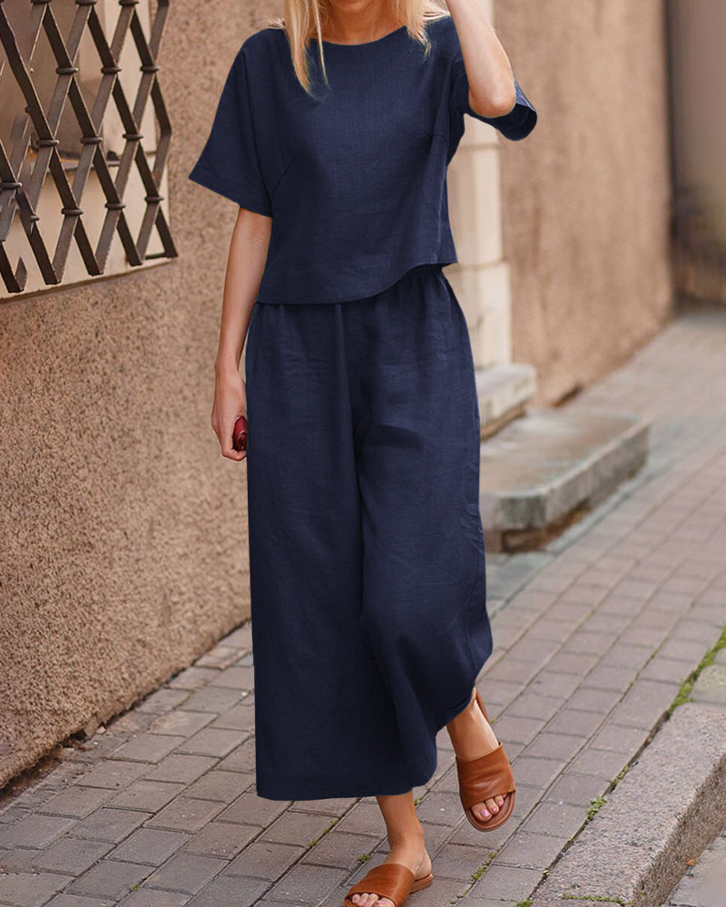 Ensemble léger avec top et pantalon | Lin | Frais et confortable