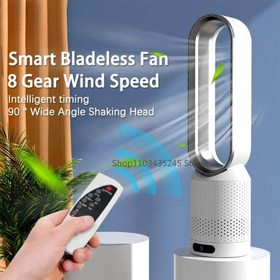 Ventilateur 3-en-1 Bladeless Tower - Sûr, Silencieux & Stylé avec 8 vitesses de vent & télécommande
