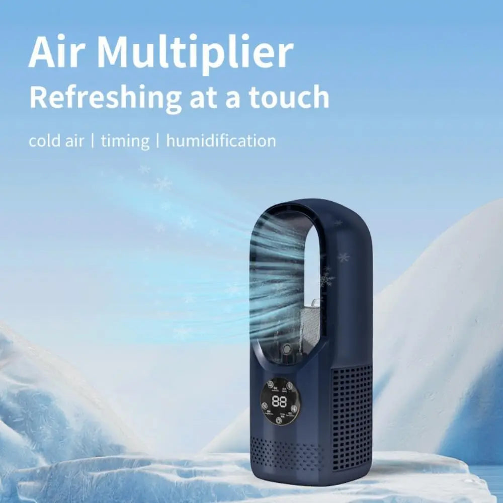 Ventilateur sans pales avec humidificateur & lumière RGB - Silencieux & sans fil pour la maison & les voyages