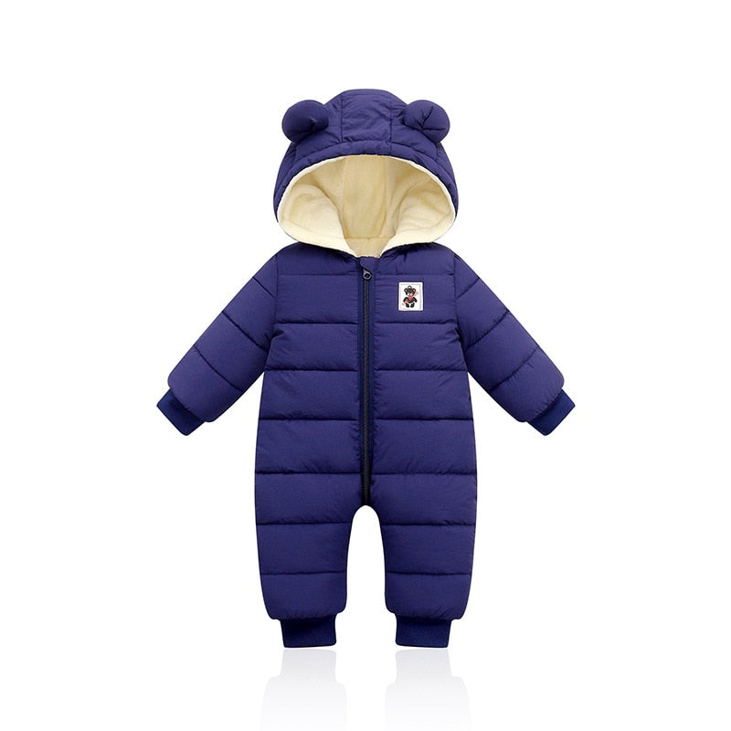 Grenouillère d'hiver pour bébé, chaude et confortable, avec oreilles