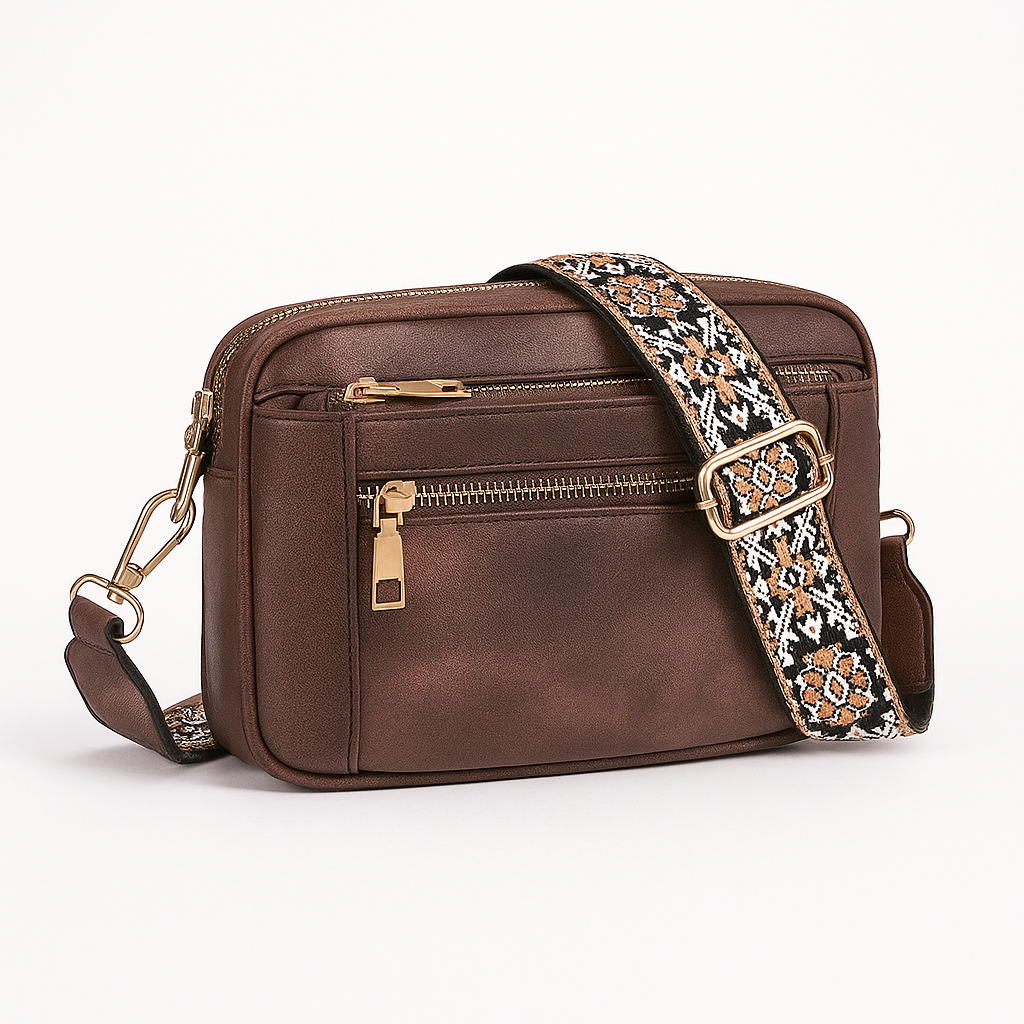 Dark Brown Bohemian Style Vegan Leather Shoulder Bag