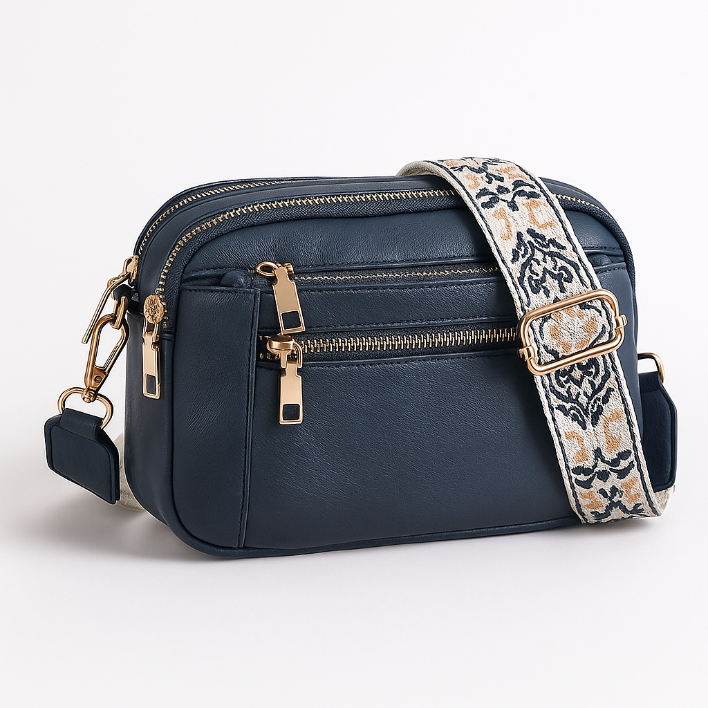 Blue Bohemian Style Vegan Leather Shoulder Bag