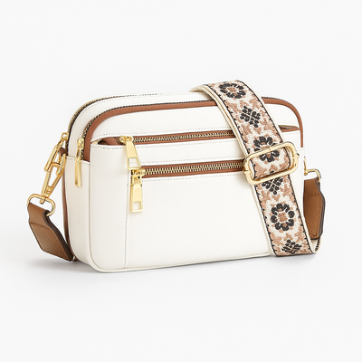 White Bohemian Style Vegan Leather Shoulder Bag