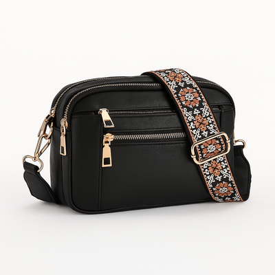 Black Bohemian Style Vegan Leather Shoulder Bag