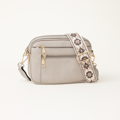 Light Gray Bohemian Style Vegan Leather Shoulder Bag