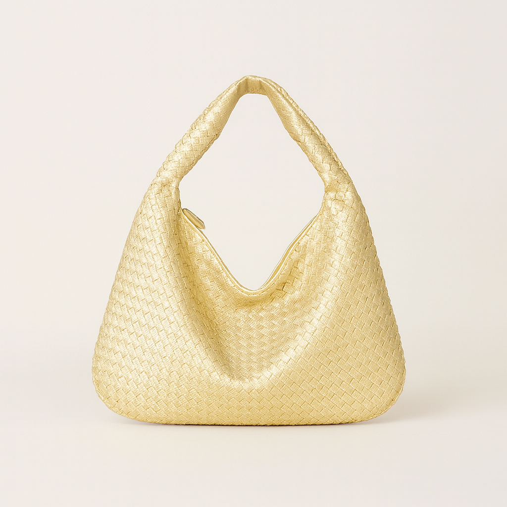 Gold Woven shopping bag
