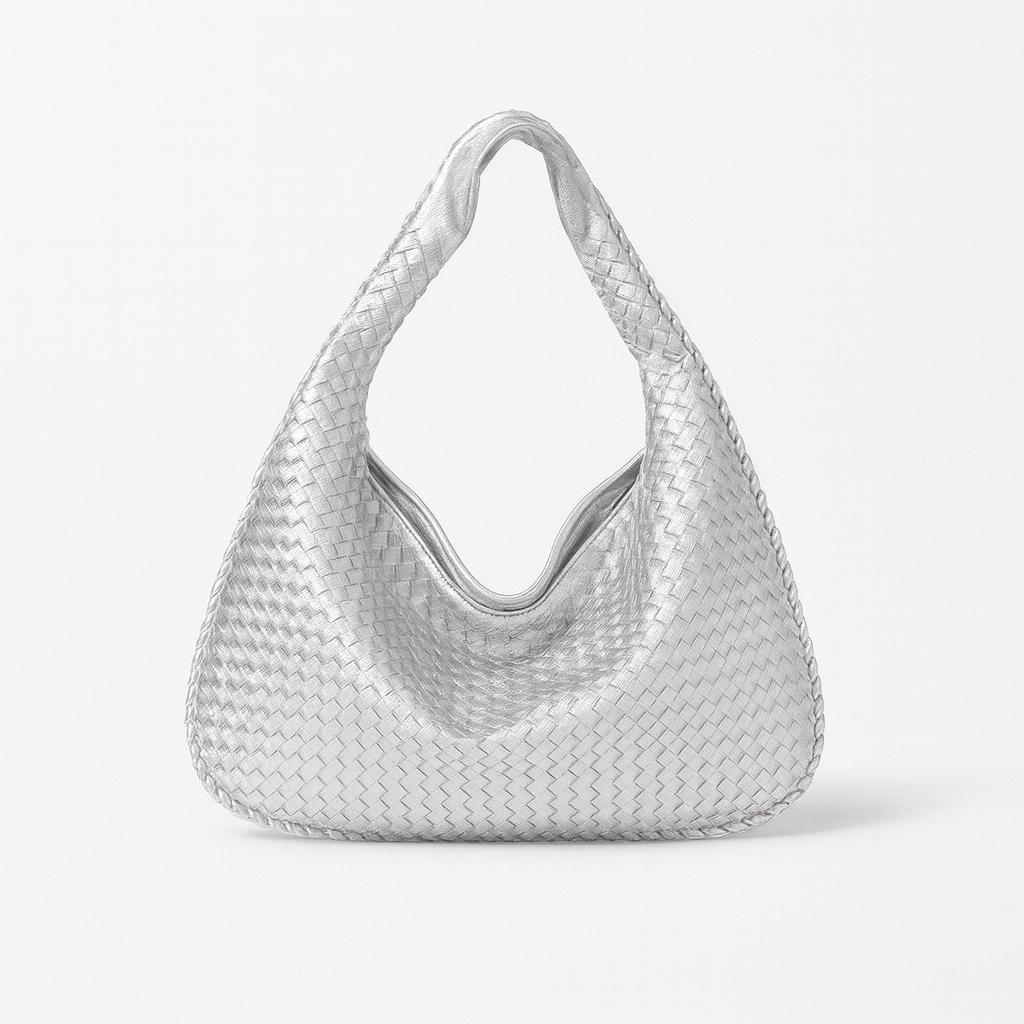 Silver Woven shopping bag