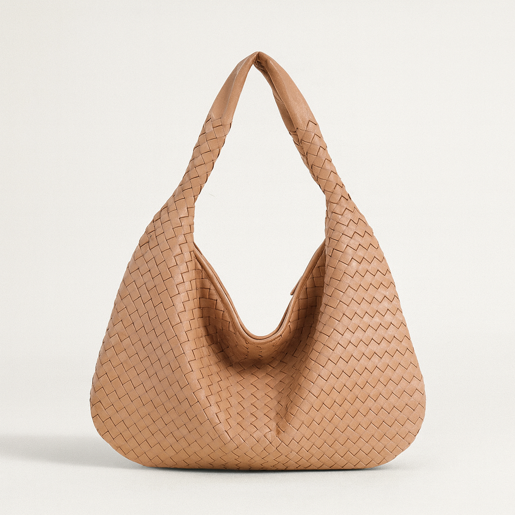 Beige Woven shopping bag