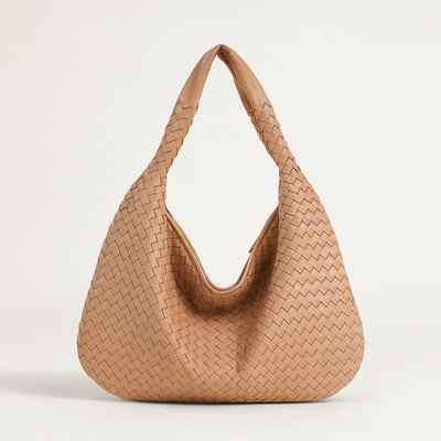 Beige Woven shopping bag