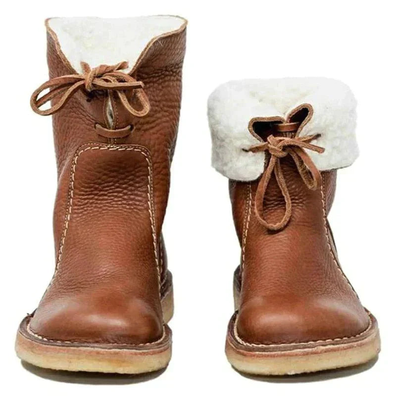 Bottes pour femmes imperméables en polaire avec doublure en laine chaude - Idéales pour l'hiver