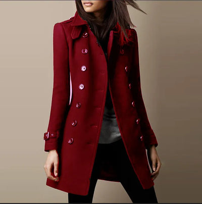 Veste longue raffinée en tweed avec boutons pour femmes
