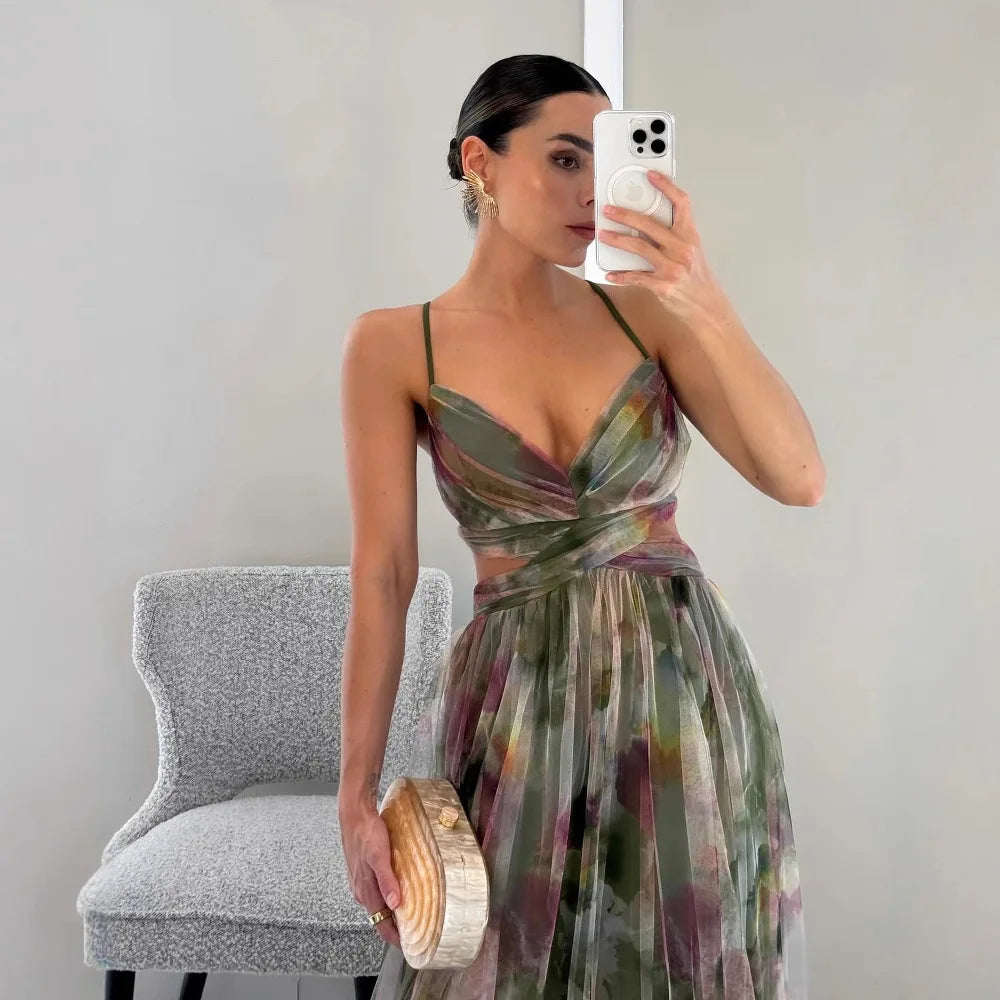 Maxi robe avec tulle délicat | Elégance & légèreté | Coupe fluide