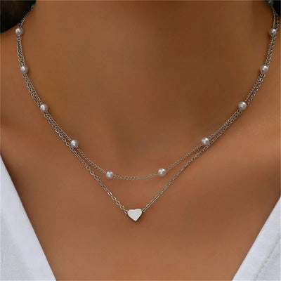 Lily | 3-layer gold and silver necklace with heart or cross pendant