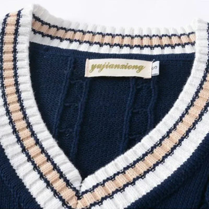 Christof - Pull en tricot sans manches à col en V pour hommes