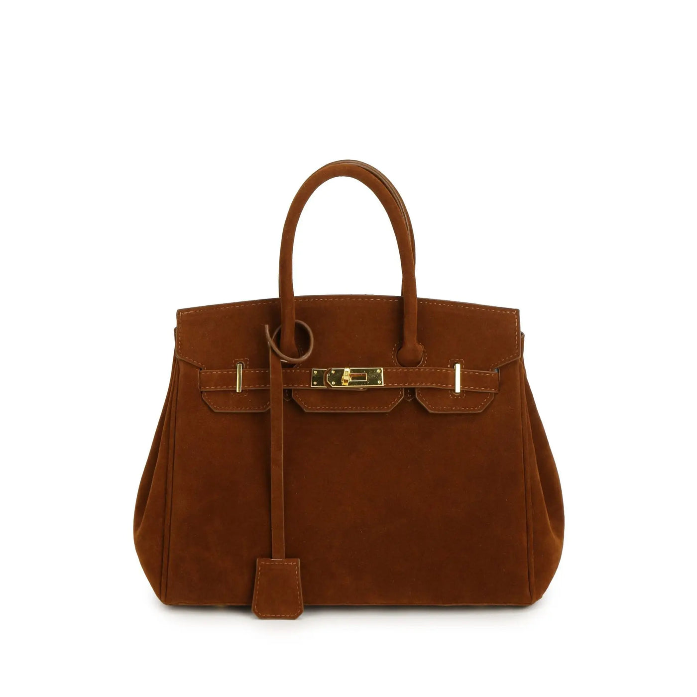 Sac à bandoulière Kelly en daim avec quincaillerie dorée