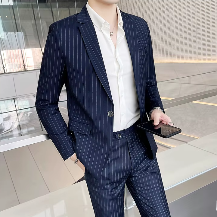 Ensemble de costume deux pièces slim de haute qualité, pantalon et veste combinés
