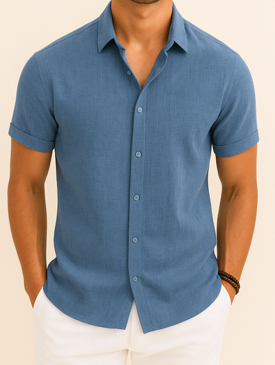 Chemise en lin à manches courtes pour hommes