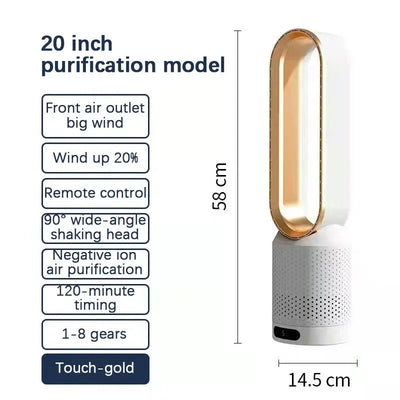 Ventilateur 3-en-1 Bladeless Tower - Sûr, Silencieux & Stylé avec 8 vitesses de vent & télécommande