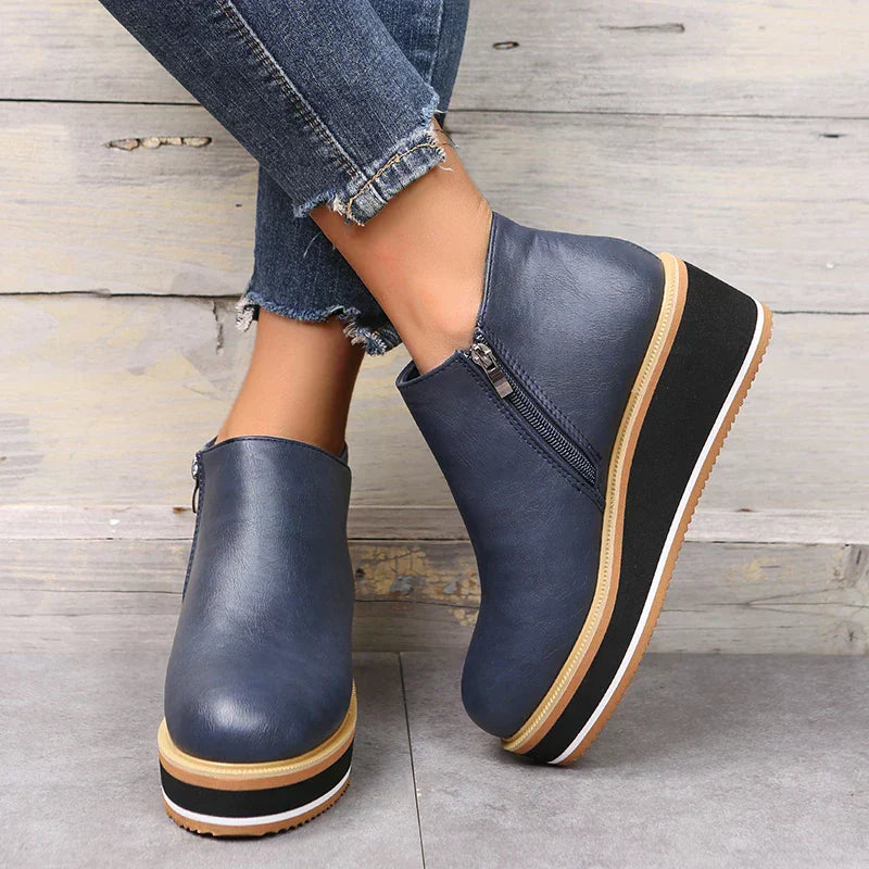 Bottines zippées à plateau pour femmes