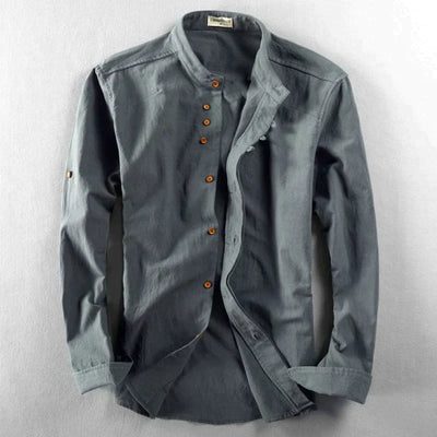 Chemise moderne slim fit avec col montant et manches longues