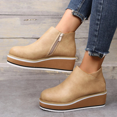 Bottines zippées à plateau pour femmes