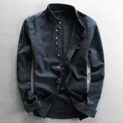 Chemise moderne slim fit avec col montant et manches longues