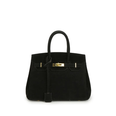 Sac à bandoulière Kelly en daim avec quincaillerie dorée