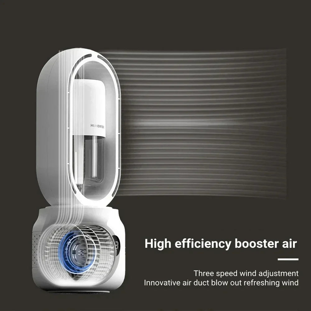 Ventilateur Bladeless avec veilleuse & fonction de pulvérisation - Silencieux & portable pour la chambre à coucher & le bureau