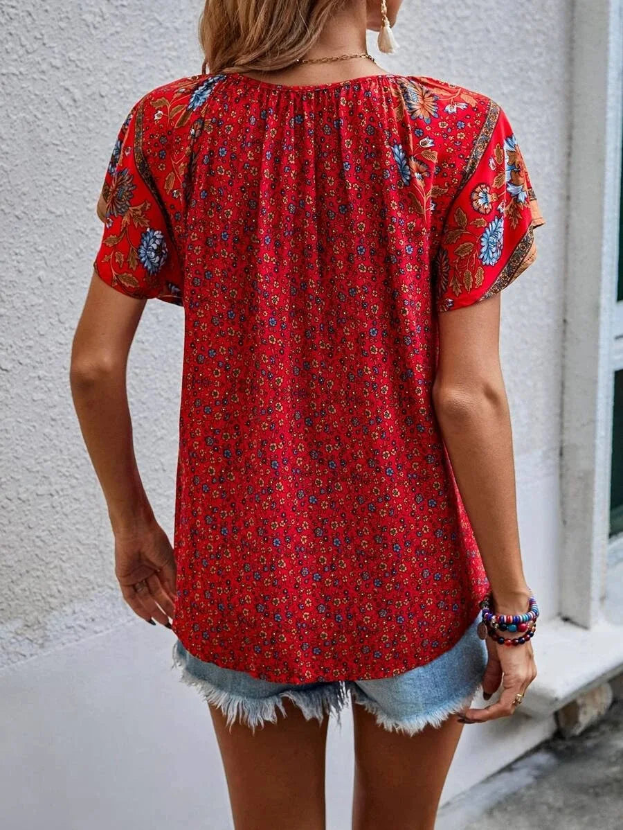 Blouse boho Kataleya femme manches courtes fluide polyvalente estivale