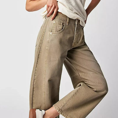 Adley | Pantalon Femme Décontracté Jambe Large | Basse Hausse