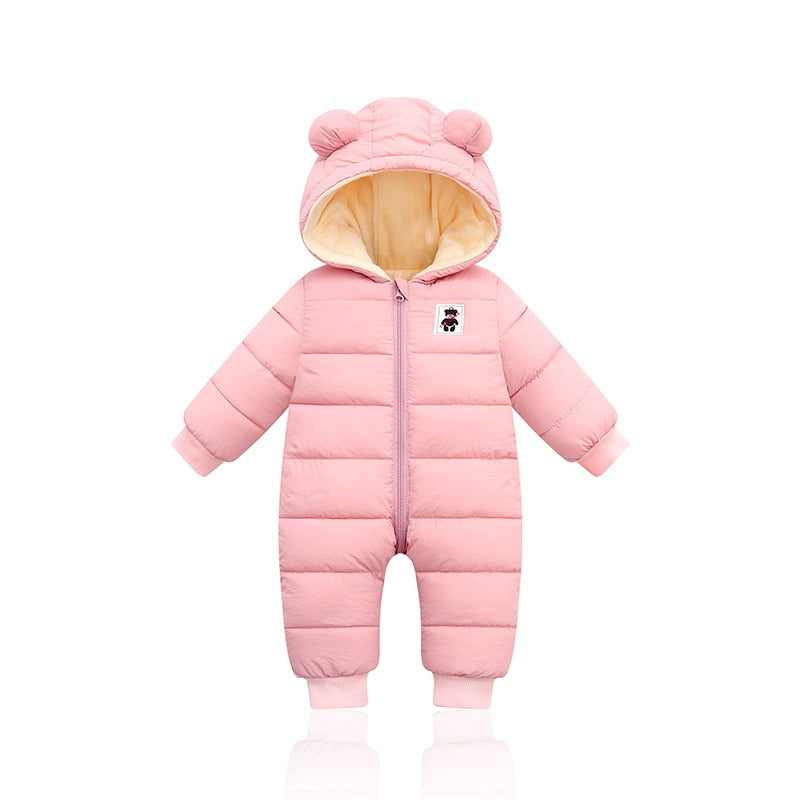 Grenouillère d'hiver pour bébé, chaude et confortable, avec oreilles