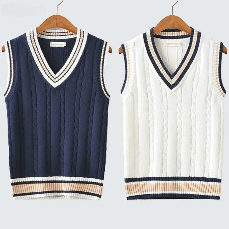 Christof - Pull en tricot sans manches à col en V pour hommes
